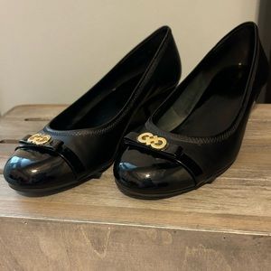 ✨SALE✨Cole Haan black slip on wedges